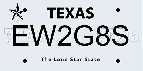 EW2G8S Texas License Plate