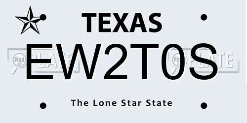 EW2T0S Texas License Plate