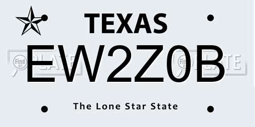 EW2Z0B Texas License Plate