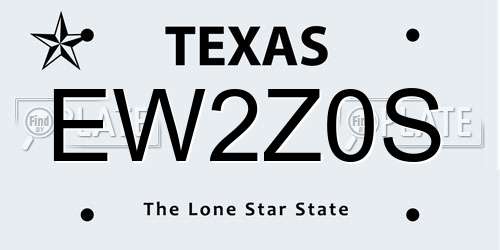EW2Z0S Texas License Plate
