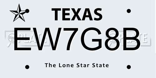 EW7G8B Texas License Plate