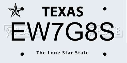 EW7G8S Texas License Plate