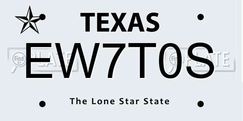 EW7T0S Texas License Plate