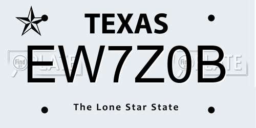 EW7Z0B Texas License Plate