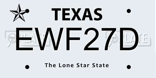 EWF27D Texas License Plate