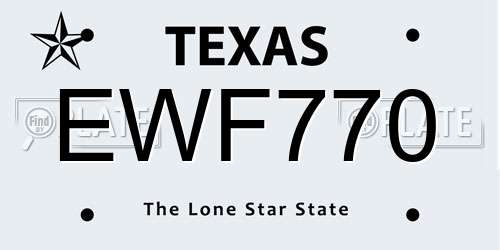 EWF770 Texas License Plate