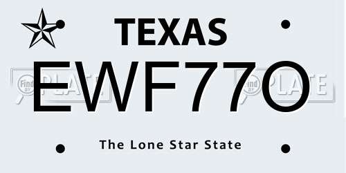 EWF77O Texas License Plate