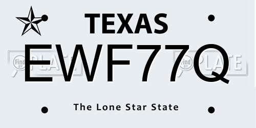 EWF77Q Texas License Plate