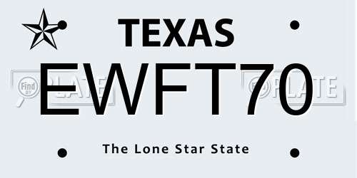 EWFT70 Texas License Plate