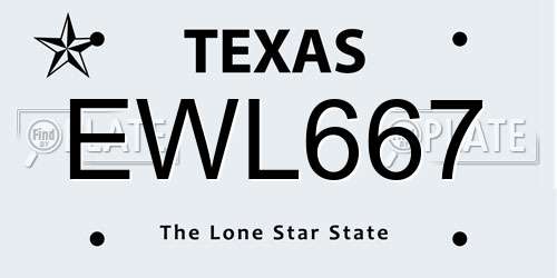 EWL667 Texas License Plate