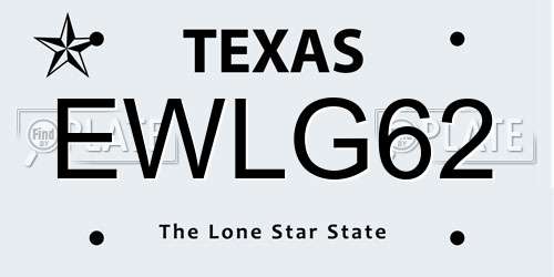 EWLG62 Texas License Plate