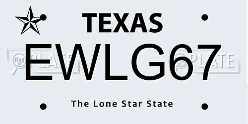 EWLG67 Texas License Plate