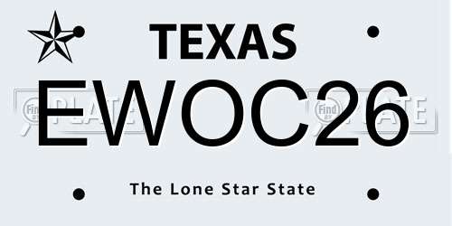 EWOC26 Texas License Plate