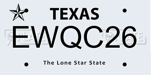 EWQC26 Texas License Plate