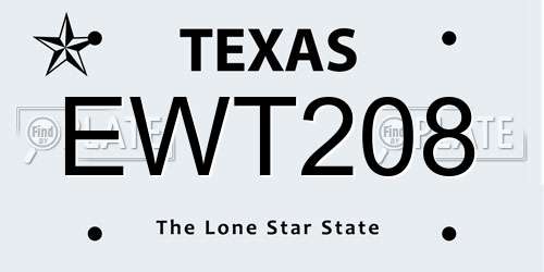 EWT208 Texas License Plate