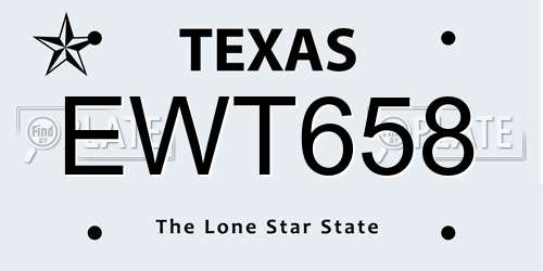 EWT658 Texas License Plate