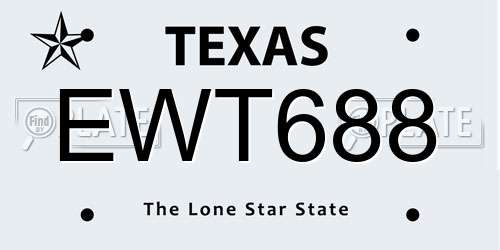 EWT688 Texas License Plate