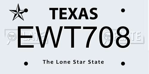 EWT708 Texas License Plate