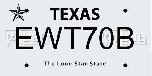 EWT70B Texas License Plate