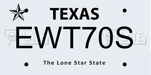 EWT70S Texas License Plate