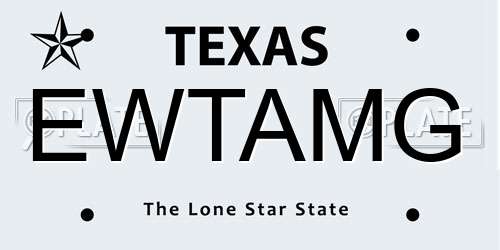 EWTAMG Texas License Plate