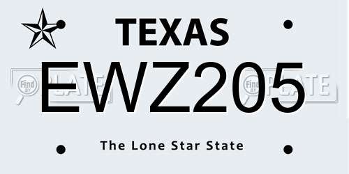 EWZ205 Texas License Plate
