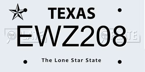 EWZ208 Texas License Plate