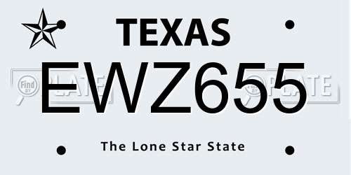EWZ655 Texas License Plate