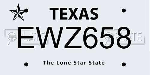 EWZ658 Texas License Plate