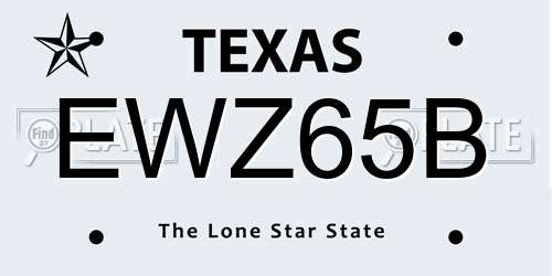 EWZ65B Texas License Plate