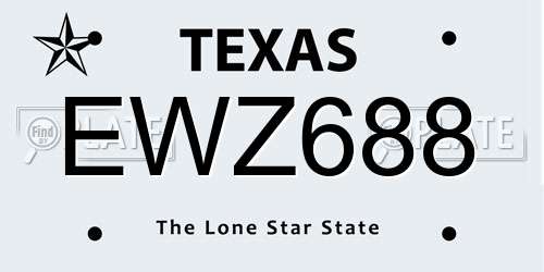 EWZ688 Texas License Plate