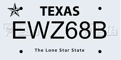 EWZ68B Texas License Plate