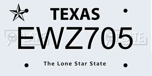 EWZ705 Texas License Plate
