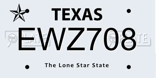 EWZ708 Texas License Plate