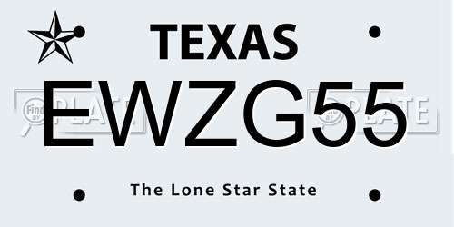 EWZG55 Texas License Plate