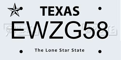 EWZG58 Texas License Plate