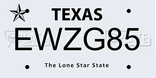 EWZG85 Texas License Plate