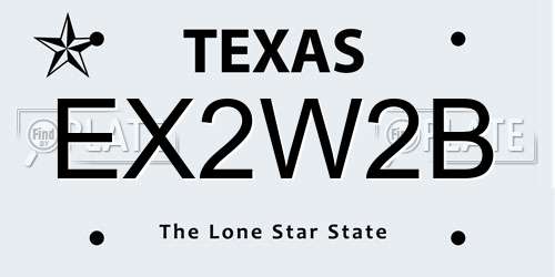 EX2W2B Texas License Plate