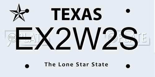 EX2W2S Texas License Plate