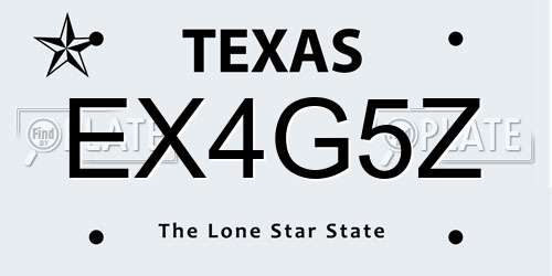 EX4G5Z Texas License Plate