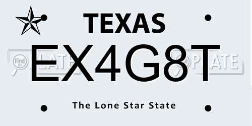 EX4G8T Texas License Plate