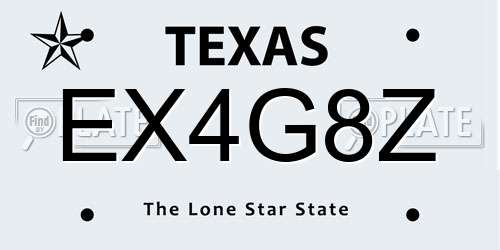 EX4G8Z Texas License Plate