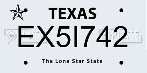 EX5I742 Texas License Plate