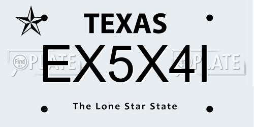 EX5X4I Texas License Plate