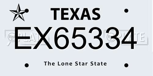 EX65334 Texas License Plate
