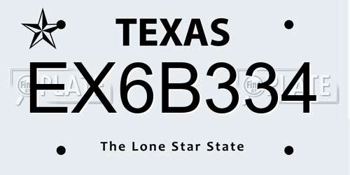EX6B334 Texas License Plate