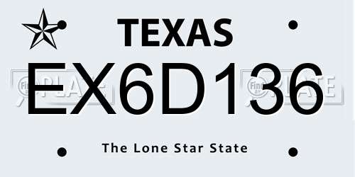 EX6D136 Texas License Plate