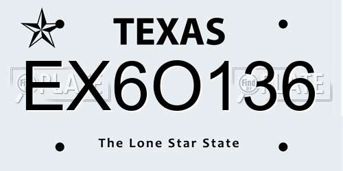 EX6O136 Texas License Plate