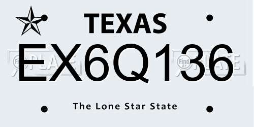 EX6Q136 Texas License Plate