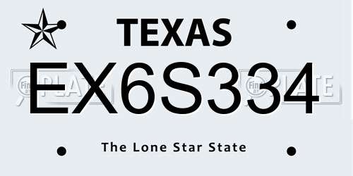 EX6S334 Texas License Plate
